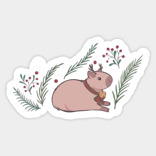 Reindeer Capybara [Colour] Sticker